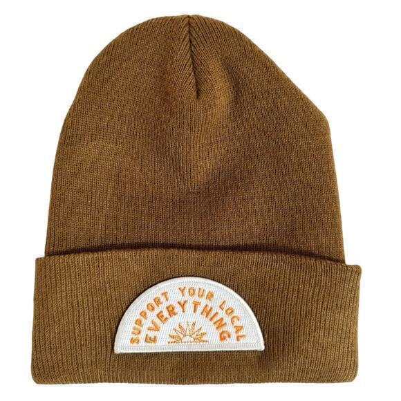 Support Your Local Everything beanie in brown - Picture 1 of 3